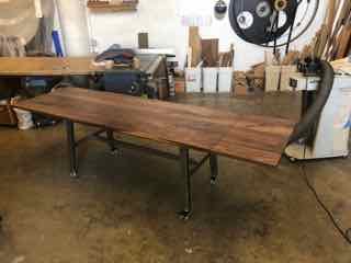 Walnut and Steel Dining Table